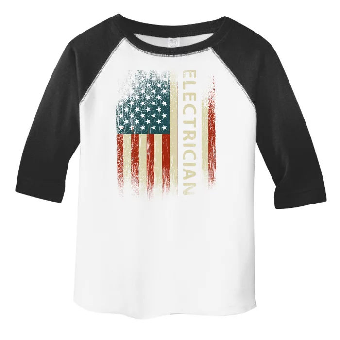 Patriotic Electrician Funny Gift American Usa Flag Funny Line Funny Gift Toddler Fine Jersey T-Shirt