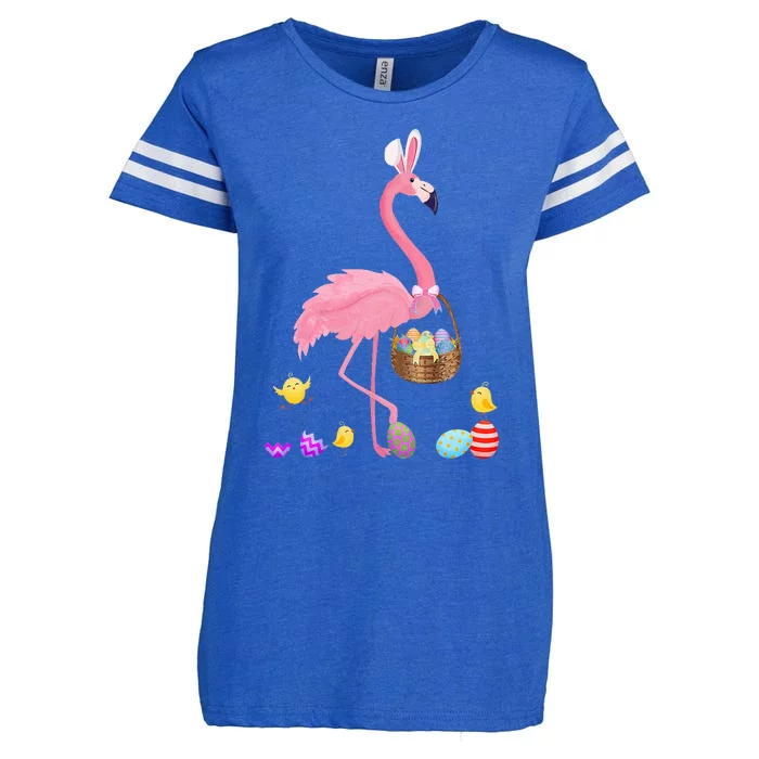 Pretty Easter Flamingo with Easter Basket Easter Enza Ladies Jersey Football T-Shirt