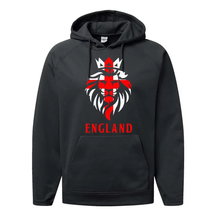 Patriotic England Football Soccer Fan Crown Lion Head Flag Performance Fleece Hoodie