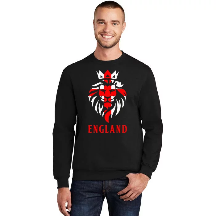 Patriotic England Football Soccer Fan Crown Lion Head Flag Sweatshirt