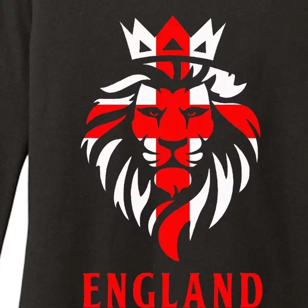 Patriotic England Football Soccer Fan Crown Lion Head Flag Womens CVC Long Sleeve Shirt