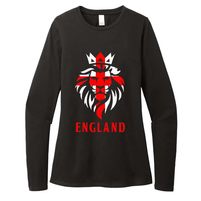 Patriotic England Football Soccer Fan Crown Lion Head Flag Womens CVC Long Sleeve Shirt