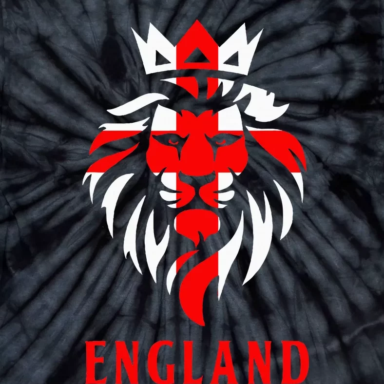 Patriotic England Football Soccer Fan Crown Lion Head Flag Tie-Dye T-Shirt