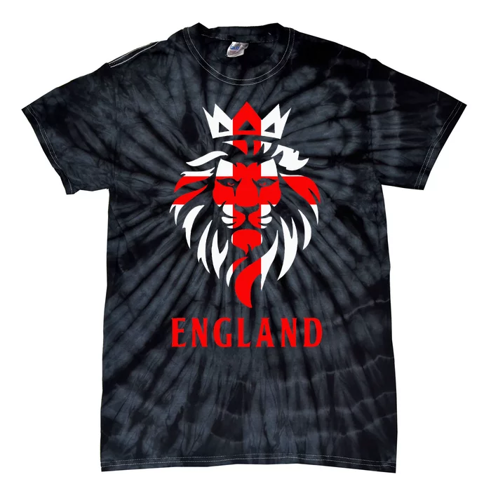 Patriotic England Football Soccer Fan Crown Lion Head Flag Tie-Dye T-Shirt