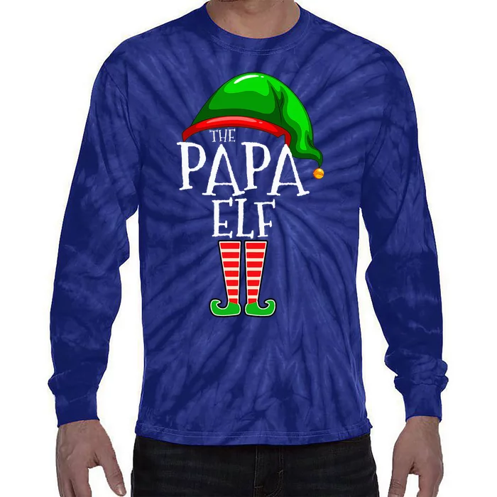 Papa Elf Family Matching Group Christmas Grandpa Tie-Dye Long Sleeve Shirt