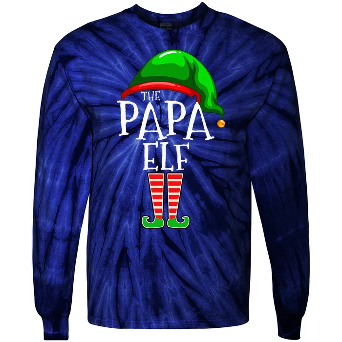 Papa Elf Family Matching Group Christmas Grandpa Tie-Dye Long Sleeve Shirt