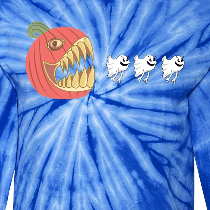 Pumpkin Eating Ghost Funny Halloween Gamer Great Gift Tie-Dye Long Sleeve Shirt