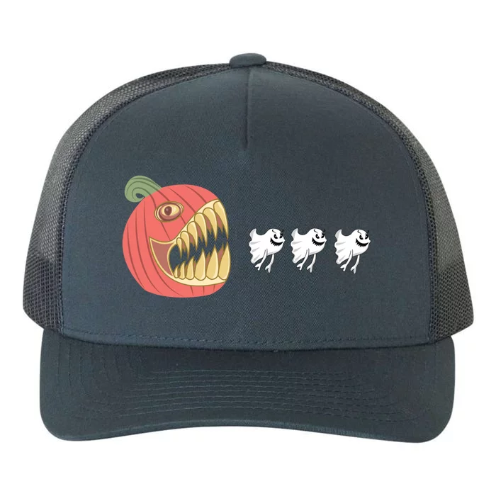 Pumpkin Eating Ghost Funny Halloween Gamer Great Gift Yupoong Adult 5-Panel Trucker Hat