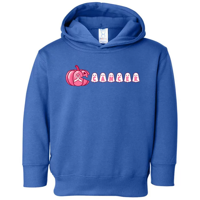 Pumpkin Eating Ghost Gamer Support Breast Cancer Warrior Cool Gift Toddler Hoodie