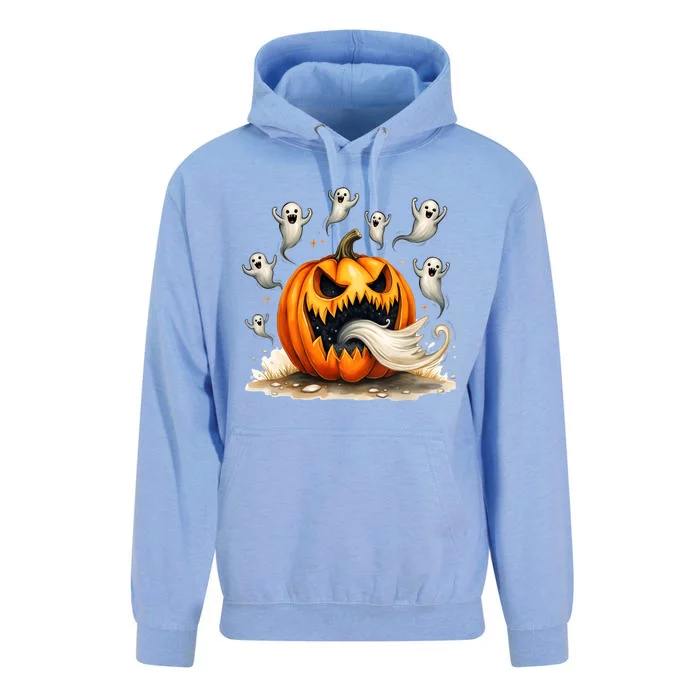 Pumpkin Eating Ghosts Spooky Scary Halloween Ghosts Great Gift Unisex Surf Hoodie