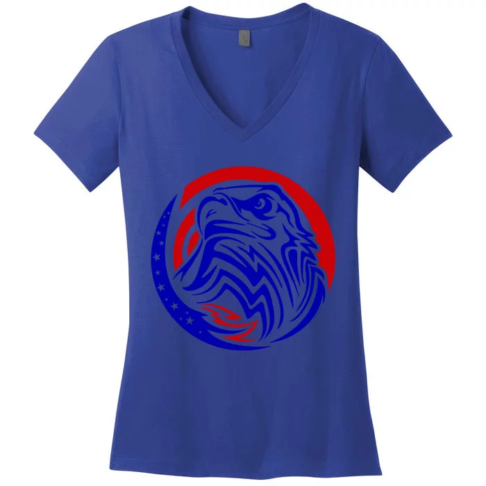 Patriotic Eagle Gift 4th Of July Usa American Flag Great Gift Women's V-Neck T-Shirt