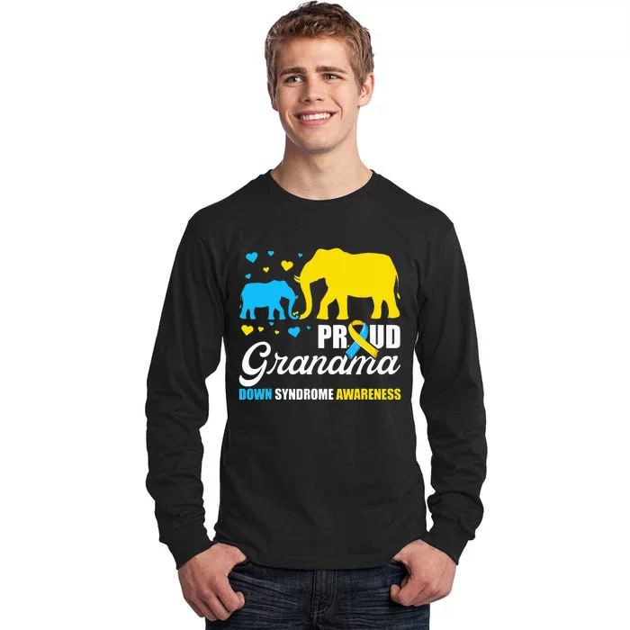 Proud Elephant Grandma Down Syndrome Awareness T21 Tall Long Sleeve T-Shirt