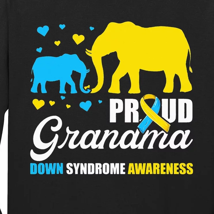 Proud Elephant Grandma Down Syndrome Awareness T21 Tall Long Sleeve T-Shirt