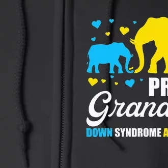 Proud Elephant Grandma Down Syndrome Awareness T21 Full Zip Hoodie