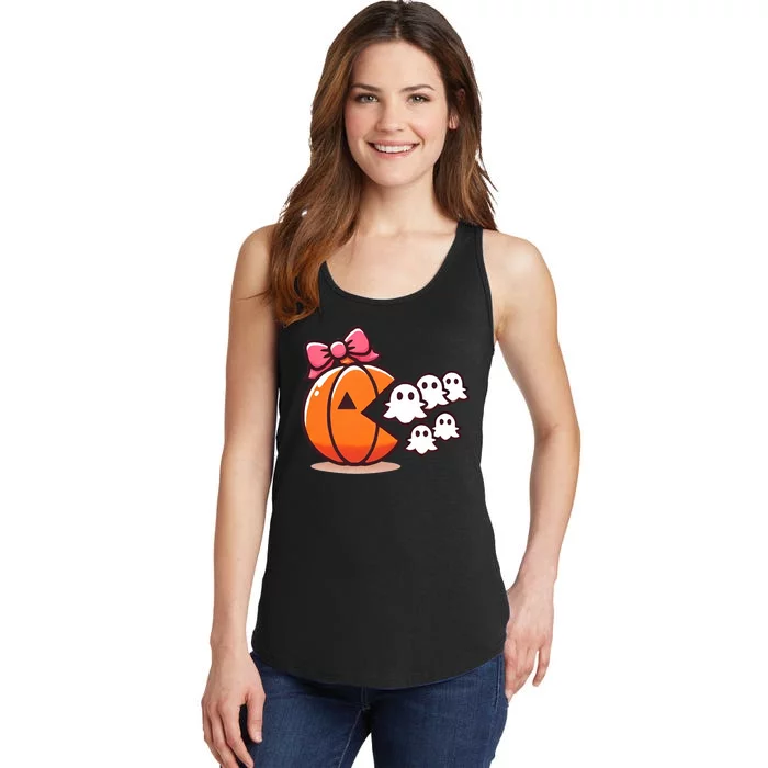 Pumpkin Eating Ghost Funny Halloween Gamer Ladies Essential Tank