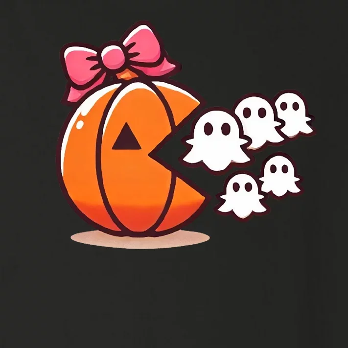 Pumpkin Eating Ghost Funny Halloween Gamer Toddler Long Sleeve Shirt