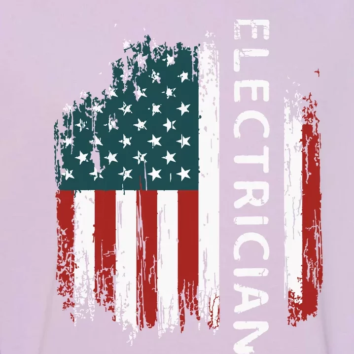 Patriotic Electrician Gifts American Usa Flag Funny Lineman Garment-Dyed Sweatshirt