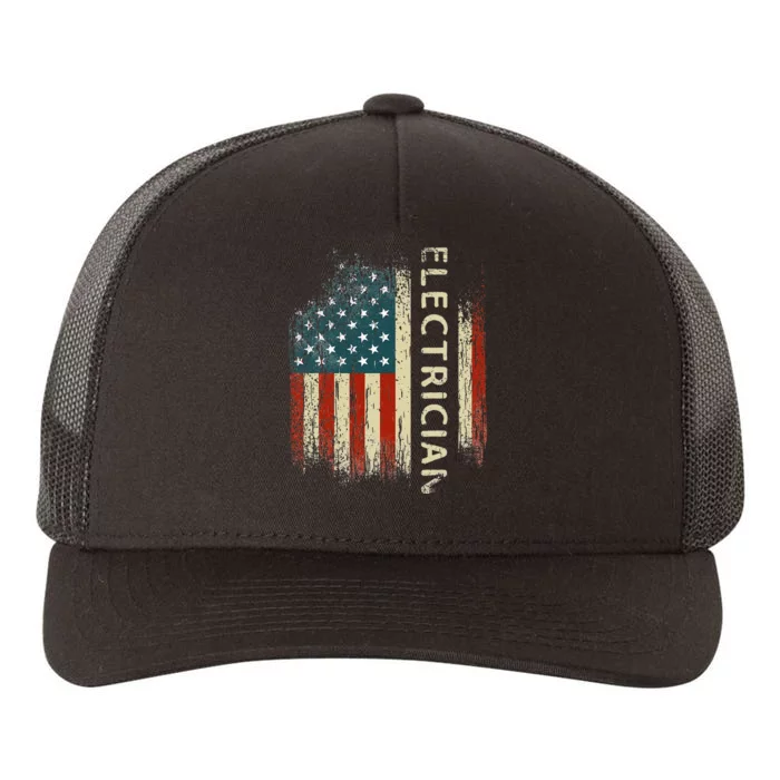 Patriotic Electrician Gifts American USA Flag Funny Lineman Yupoong Adult 5-Panel Trucker Hat