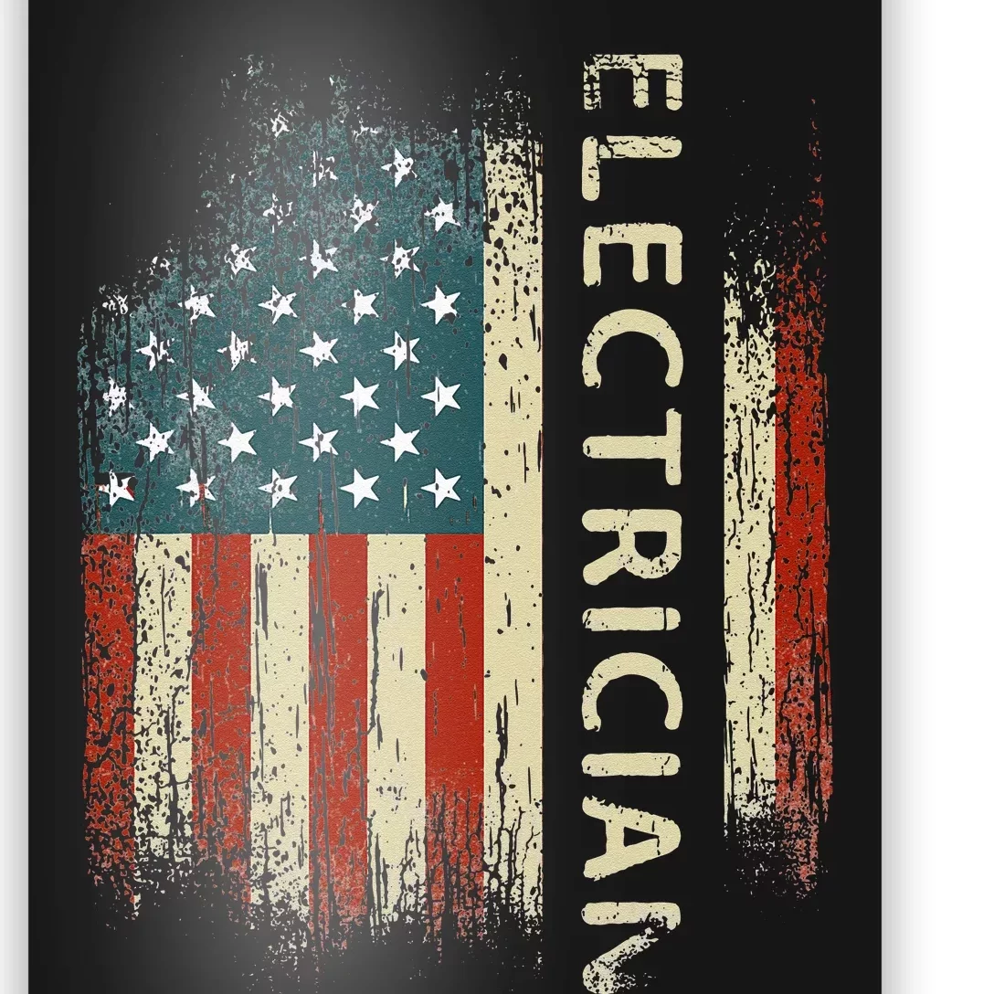 Patriotic Electrician Gifts American USA Flag Funny Lineman Poster