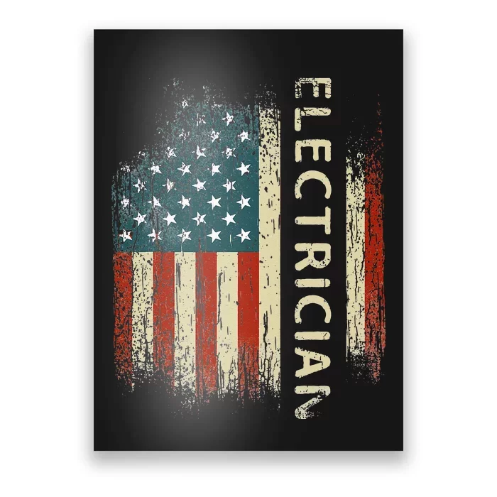 Patriotic Electrician Gifts American USA Flag Funny Lineman Poster