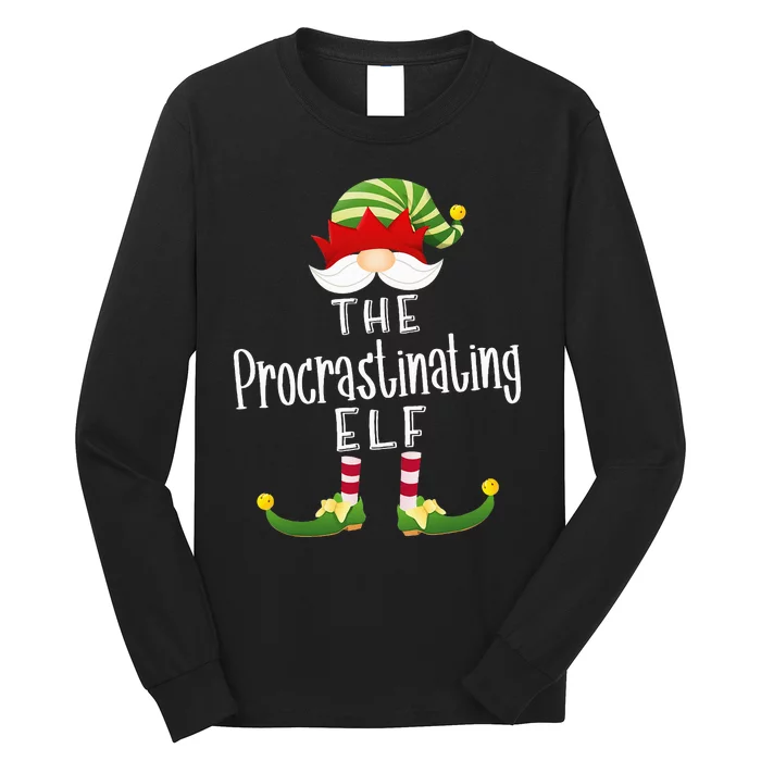 Procrastinating Elf Group Christmas Funny Pajama Party Long Sleeve Shirt