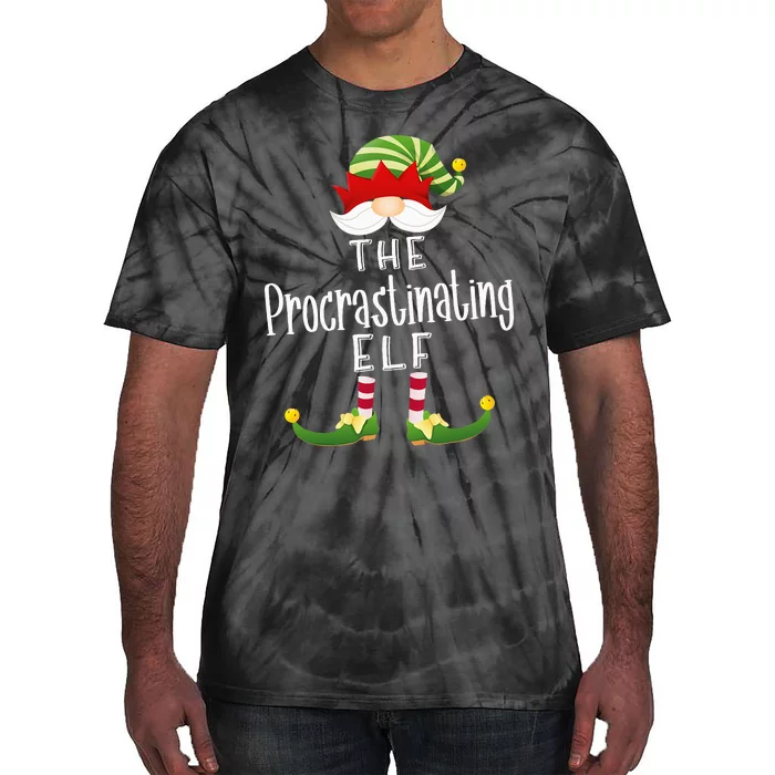 Procrastinating Elf Group Christmas Funny Pajama Party Tie-Dye T-Shirt