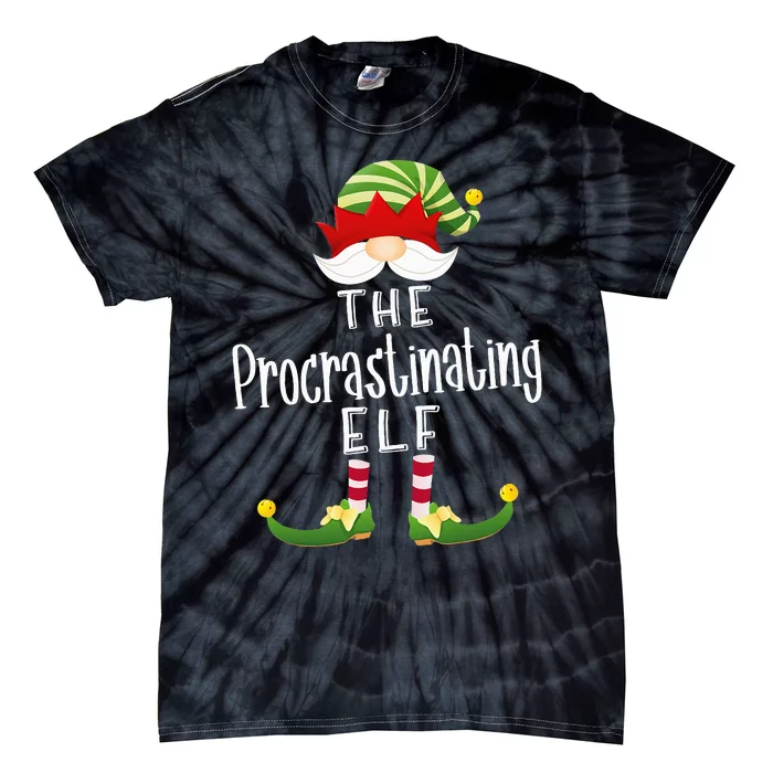 Procrastinating Elf Group Christmas Funny Pajama Party Tie-Dye T-Shirt