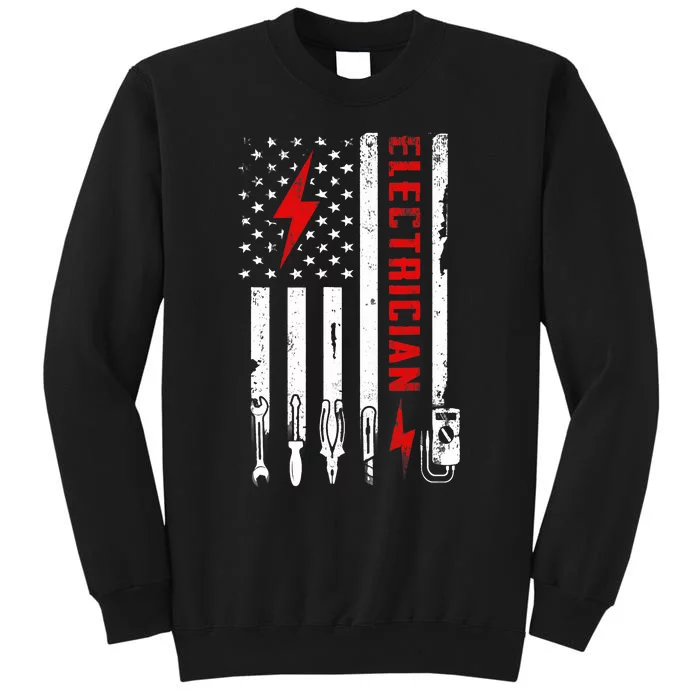 Patriotic Electrician Gifts American USA Flag Funny Lineman Sweatshirt