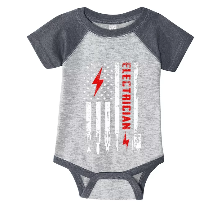 Patriotic Electrician Gifts American USA Flag Funny Lineman Infant Baby Jersey Bodysuit