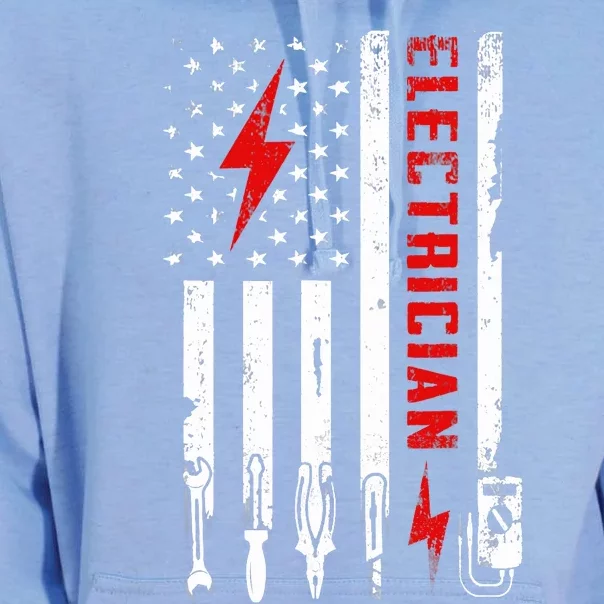 Patriotic Electrician Gifts American USA Flag Funny Lineman Unisex Surf Hoodie