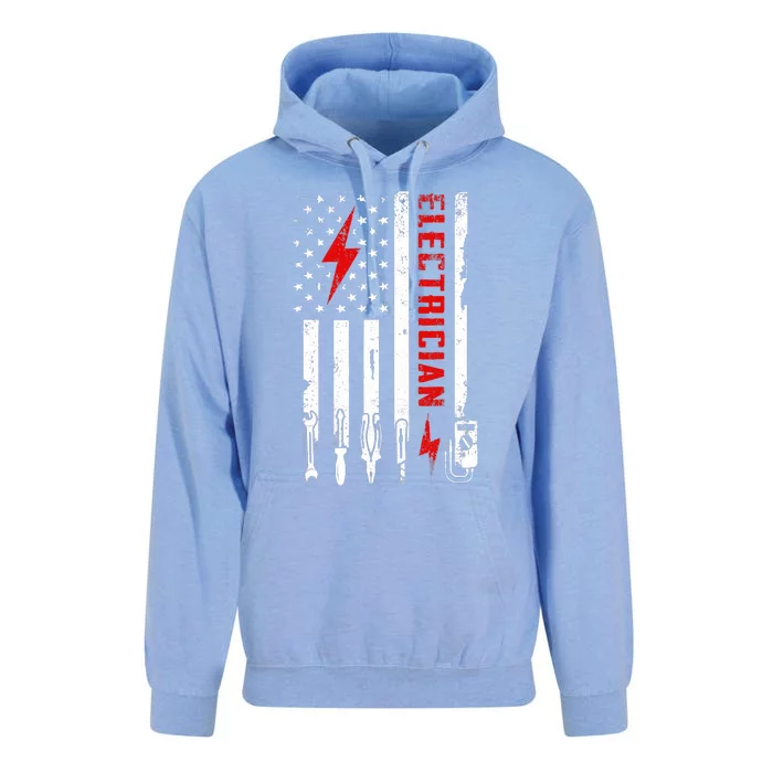 Patriotic Electrician Gifts American USA Flag Funny Lineman Unisex Surf Hoodie