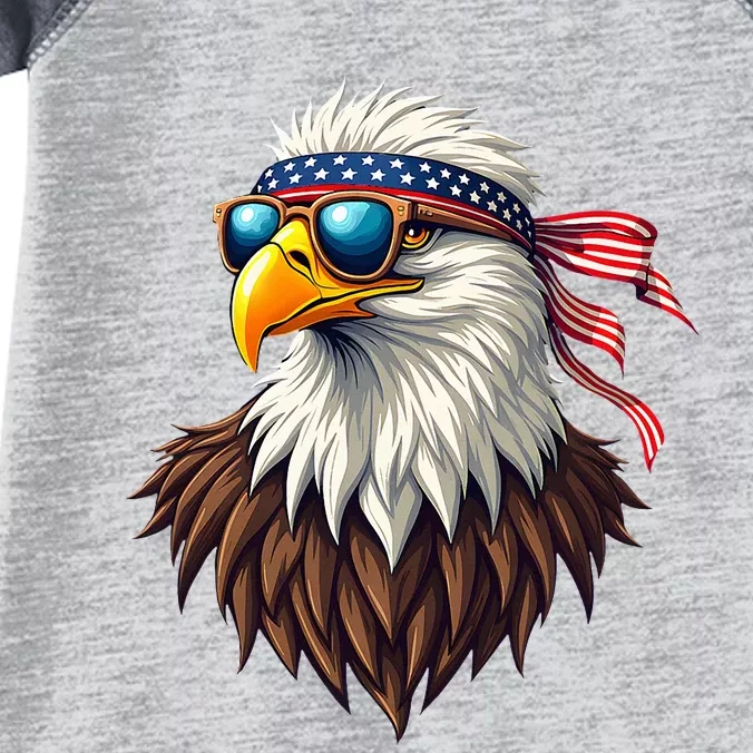 Patriotic Eagle Graphic Retro American Flag Design Infant Baby Jersey Bodysuit