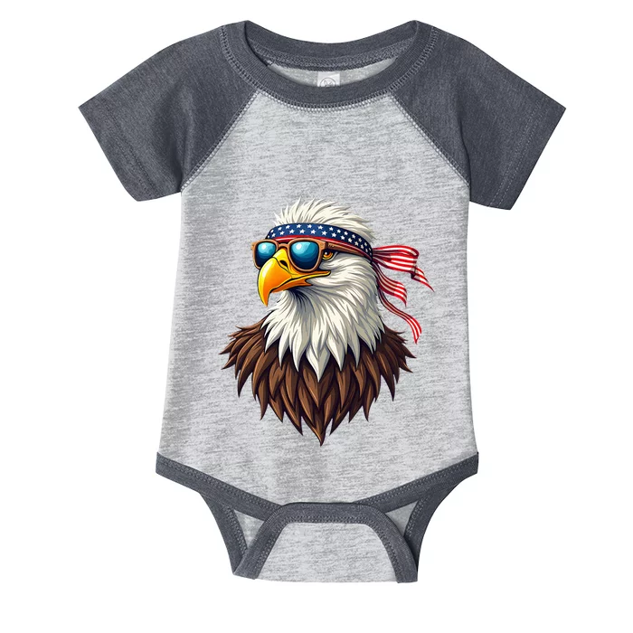 Patriotic Eagle Graphic Retro American Flag Design Infant Baby Jersey Bodysuit