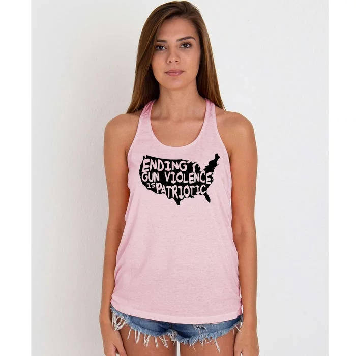 Peace Ending Gun Violence Is Patriotic Awareness Day Women's Knotted Racerback Tank