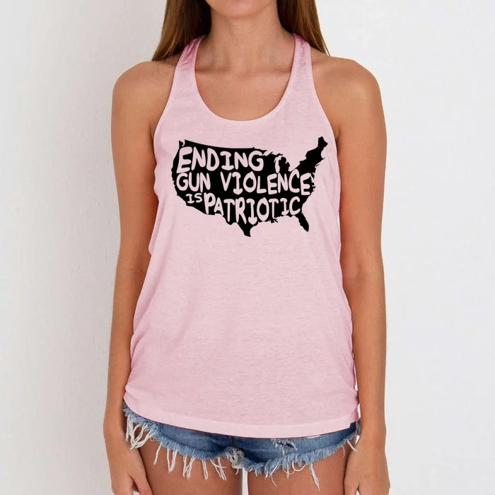 Peace Ending Gun Violence Is Patriotic Awareness Day Women's Knotted Racerback Tank