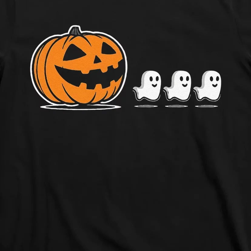 Pumpkin Eating Ghost Jack O Lantern Halloween Gamer T-Shirt