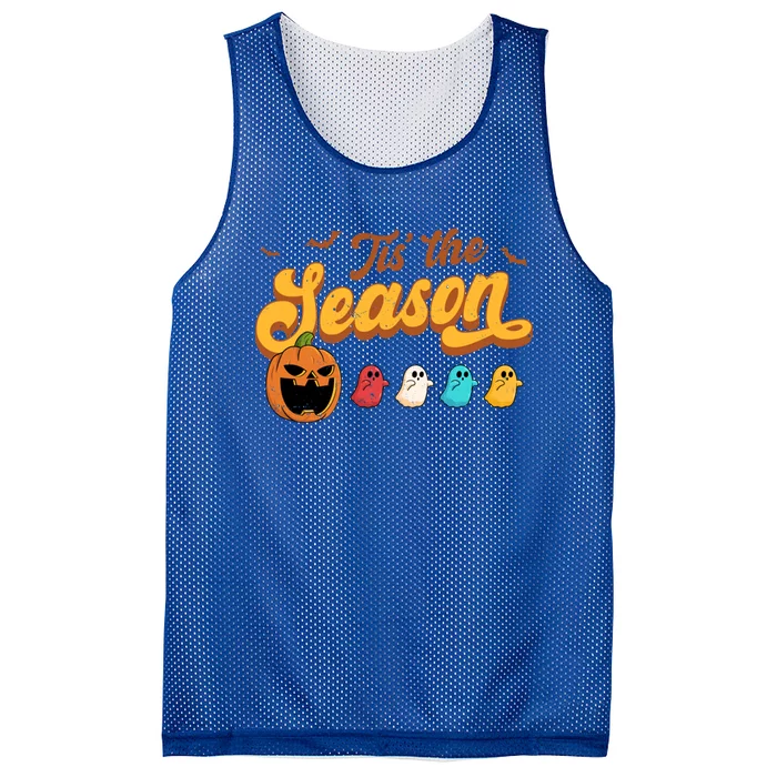 Pumpkin Eating Ghost Halloween Retro Arcade Gift Mesh Reversible Basketball Jersey Tank