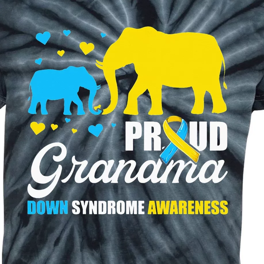 Proud Elephant Grandma Down Syndrome Awareness T21 Kids Tie-Dye T-Shirt