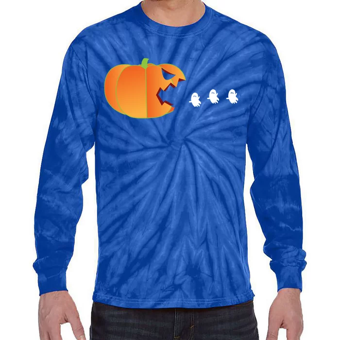 Pumpkin Eating Ghosts Funny Trick Or Treat Costume Gift Tie-Dye Long Sleeve Shirt