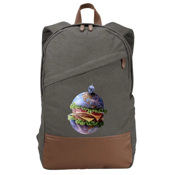 Planet Earth Hamburger Cotton Canvas Backpack