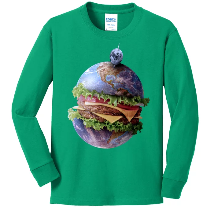 Planet Earth Hamburger Kids Long Sleeve Shirt