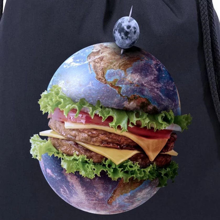 Planet Earth Hamburger Drawstring Bag