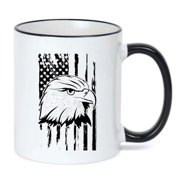 Patriotic Eagle Head American Flag Black Black Color Changing Mug