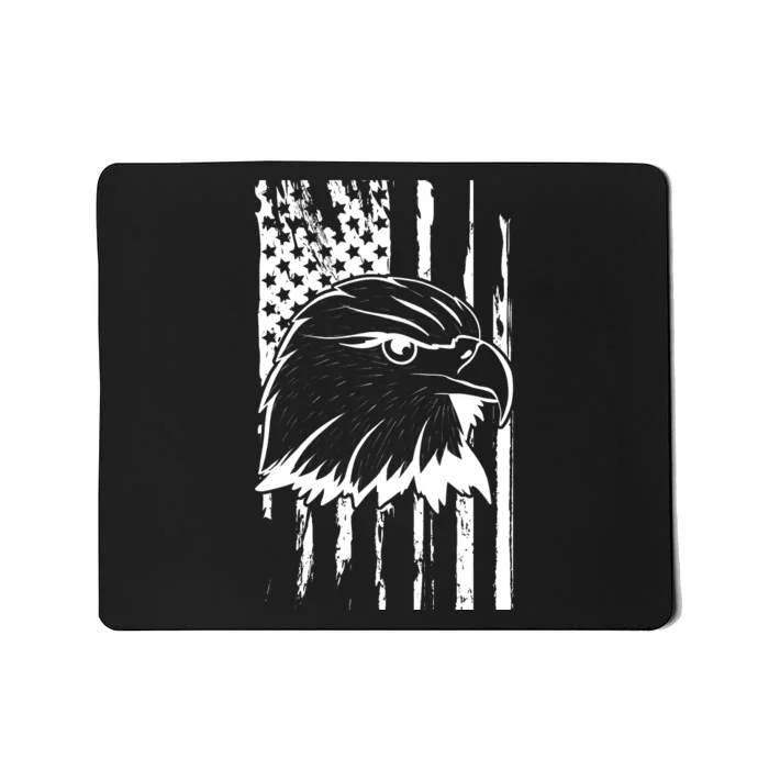 Patriotic Eagle Head American Flag Black Mousepad