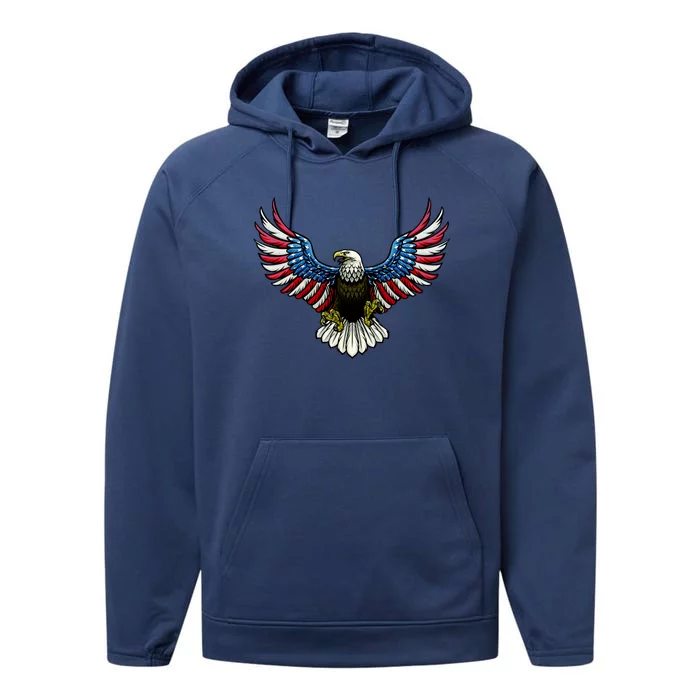 Patriotic Eagle Illustration Performance Fleece Hoodie