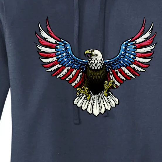 Patriotic Eagle Illustration Women's Pullover Hoodie