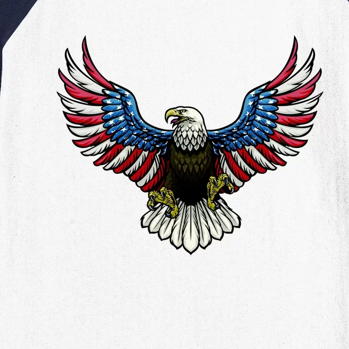 Patriotic Eagle Illustration Baseball Sleeve Shirt