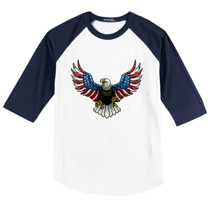 Patriotic Eagle Illustration Baseball Sleeve Shirt