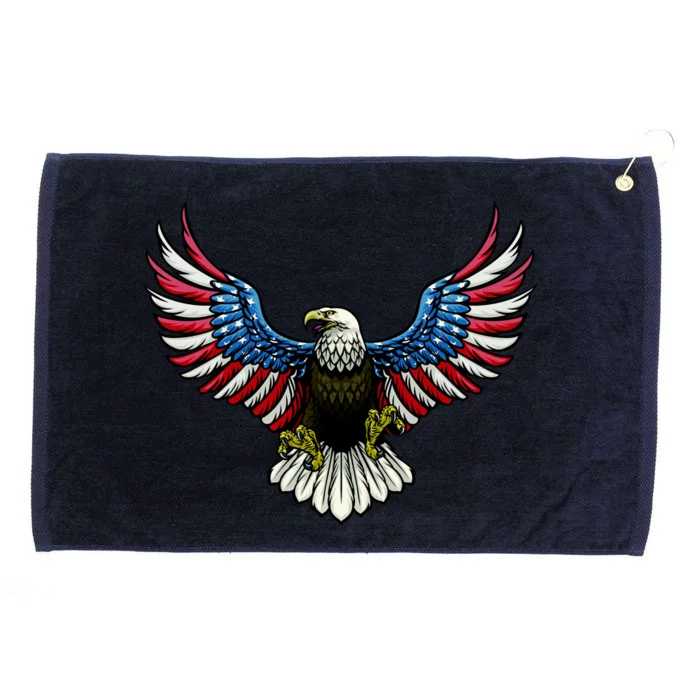 Patriotic Eagle Illustration Grommeted Golf Towel