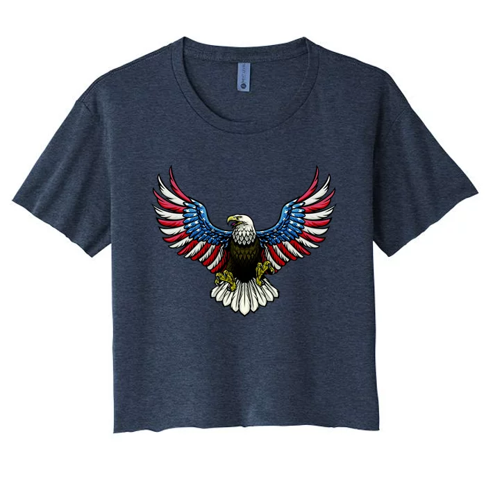 Patriotic Eagle Illustration Women's Crop Top Tee